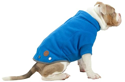 Ancol Hundepullover aus Polarfleece in Blau, eng anliegende Passform, mit Klettverschluss, gerippten Ärmeln und Brust, reflektierende Kanten, Größe M