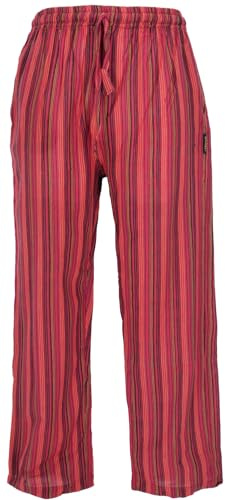 GURU SHOP Gestreifte Yogahose, Baumwoll-Goa-Hose, Lange Hosen, schwarz | Baumwolle, elastischer Bund, zwei seitliche Taschen, loose Fit, ideal für Yoga und Freizeit