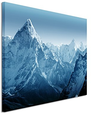 Sinus Art 120x80cm Wandbild – Farbe Blau Petrol - Leinwandbild auf Keilrahmen in Bester Qualität - Mount Everest Nepal