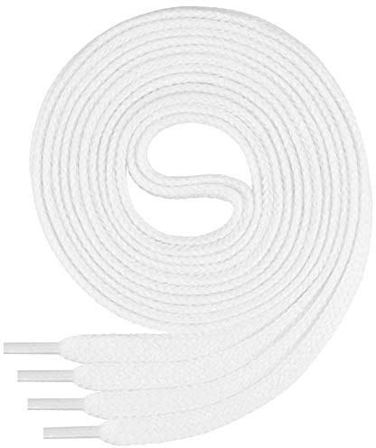 Di Ficchiano 1Paar flache SCHNÜRSENKEL aus 100% Baumwolle für Sneaker Sportschuhe - sehr reißfest - ca. 7 mm breit - Schuhbänder- weiße Schuhriemen Farbe: white - 130cm