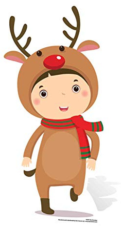 Star Cutouts Ltd SC987 Mini Reindeer Cardboard Cutout/Stand Up/Standee Perfect for Children's Christmas Decorations, Parties and Events Height 92cm, Multicolour