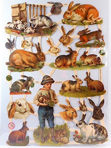 Glanzbilder Hase Kaninchen EF 7292 Oblaten Posiebilder Scrapbook Deko GWI 319