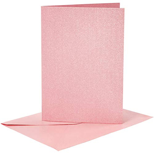 Karten und Umschläge, Kartengröße 10,5x15 cm, Umschlaggröße 11,5x16,5 cm, Rosa, Perlmutt, 4 Sets