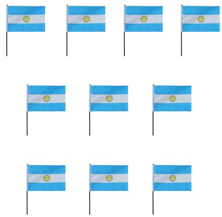 Sonia Originelli 10er Set Tischfahnen Handflaggen Mini Fähnchen Fussball Fan Anfeuern Farbe Argentinien
