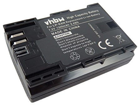 vhbw 1x Akku kompatibel mit Canon EOS 80D, R5, R6, 7D Mark II, 70D, 90D, R, R7, 6D Mark II, R5 C, 7D Kamera (1300 mAh, 7,2 V, Li-Ion), Infochip