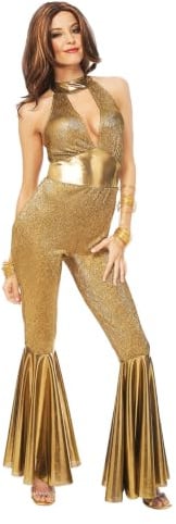 Horror-Shop Goldenes 70er Jahre Disco Diva Kostüm für Fasching & Mottoparty