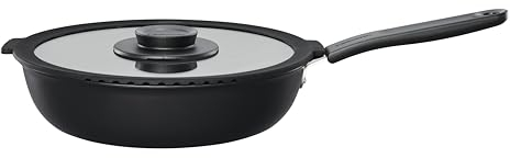 Fiskars Sautierpfanne mit Deckel, Ø 28 cm, Für alle Kochfelder geeignet, Aluminium, Functional Form, Schwarz, 1026575