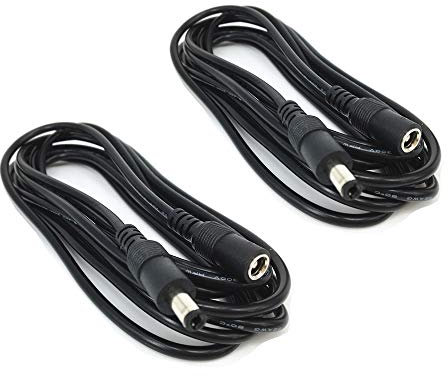 2pcs 3m Black DC Plug Extension Cable with Male to Female Connectors - 12V 5.5mm x 2.5mm Barrel Plug