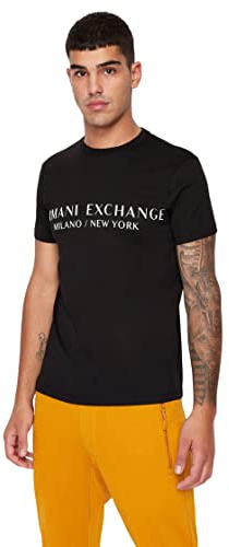 Armani Exchange Men's Milan New York Logo Crew Neck Short Sleeve T-Shirt, Black, XS