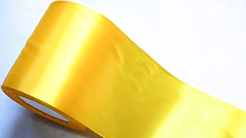 CaPiSo 22m Satinband 100 mm Schleifenband 10cm Breite Geschenkband Tischläufer Dekoband Dekoration Weihnachten Hochzeit (Gelb, 22m)