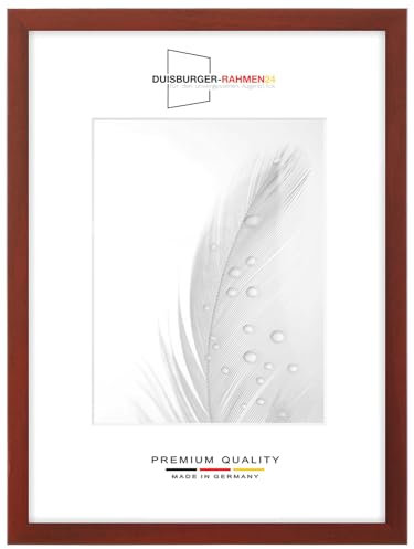 DR24 33x48 Bilderrahmen (Rot gewischt) nach Maß, 35 mm breiter MDF Holzrahmen inkl. entspiegelter Anti-Reflex Kunstglasscheibe, stabiler Rückwand, Biegestiften und Aufhängern