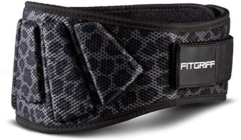 FITGRIFF® Gewichthebergürtel V1 - Fitness-Gürtel für Bodybuilding, Krafttraining, Gewichtheben - Trainingsgürtel für Damen und Herren (Leopard, 63cm - 74cm Bauchumfang (X-Small))