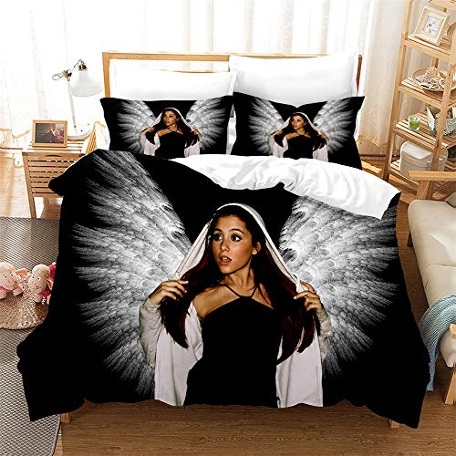 Bettbezug Mit 2 Kissenbezügen Ariana Grande Bettwäsche Mit Reißverschluss Mikrofaser Double Size Bettwäsche Set (Stil 02,135 x 200 cm)