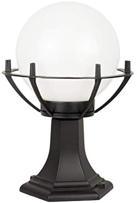 Licht-Erlebnisse Kleine Stehlampe Kugel IP43 wetterfest blendarm in Schwarz Weiß E27 Sockelleuchte Garten Außen