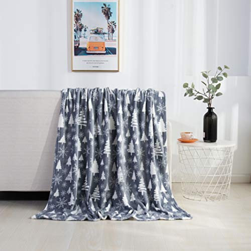 Elegant Comfort Velvet Touch Fleece-Überwurf, ultraplüschig, Weihnachtsmotiv, Bedruckt, 127 x 152,4 cm, Grau