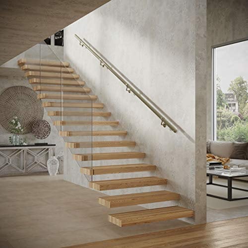 3.6m Premium Staircase Handrail Banister Stairs Rail Support Kit 3.6m x 40mm Stainless Steel - Antique Copper - Antique Brass - Matt Black (Antique Brass)