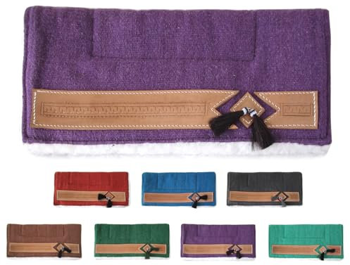 NETPROSHOP Pony Western Pad mit weichem Webfell und Lederverzierung, Rückenlänge ca. 62 cm, Farbe:Lila