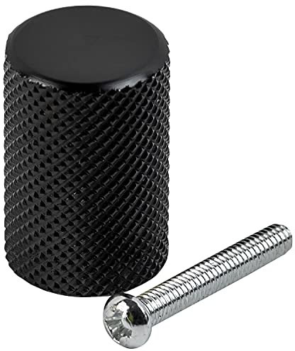 Hausen Knurled Kitchen Cupboard Cylinder Knob, Bedroom/Bathroom/Office Cabinet, Drawer, Unit Handle, 28mm x 18mm, Matt Black