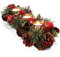 COM-FOUR® Teelichthalter - dekorativer Kerzenständer für Weihnachten und Herbst - Kerzenhalter mit natürlichen Materialien - Handarbeit (Adventsgesteck rote Blume - 3 Kerzen)