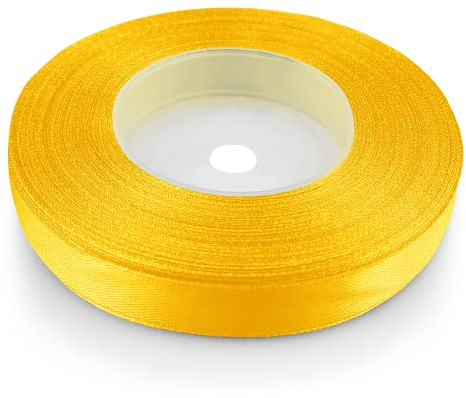 Netuno 1x Satinband Sonnengelb 12 mm x 32 m Schleifenband Geschenkband Dekoband Stoffband bunt Satinrolle farbig Bänder zum Dekorieren für Hochzeit Taufe Geburtstag Weihnachten Ostern Geschenk