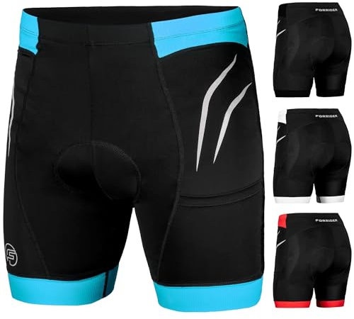 Forrider Fahrradhose Gepolsterte Radlerhose für Herren Frauen Fahrrad Hose mit 4D Sitzpolster Atmungsaktiv (DE/NL/SE/PL, Alphanumerisch, XL, Regular, Regular, Sky Blue)