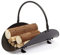 Fireplace Log Holder - Firewood Indoor Outdoor - Fire Wood Cradle Basket Container - Metal Ash Log Tools Bucket - H 38 x W 40 x D 48 cm - Black
