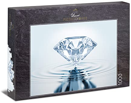 Ulmer Puzzleschmiede - Impossible-Puzzle „Kostbare Stille“ - Besonders schwieriges Puzzle 1000 Teile für Erwachsene - Kristall-Diamant im ruhigen Wasser