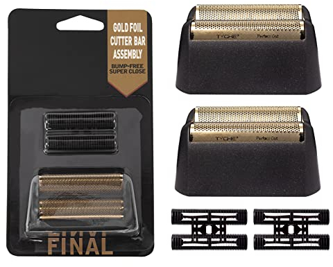 2 Stück Professional 5 Star Series Finale Shaver Shaper Ersatz Super Close Goldfolie und Cutter Bar Montage, kompatibel mit Wahl Shaver Foil Modell 7043-100, Rasur für Friseure und Stylisten