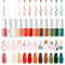 Beetles Gel Polish Nail Art Gel Liner Set - 12Pcs Popular White Orange Chocolate Brown Green Colors Thin Nail Art Brush Soak Off LED Lamp