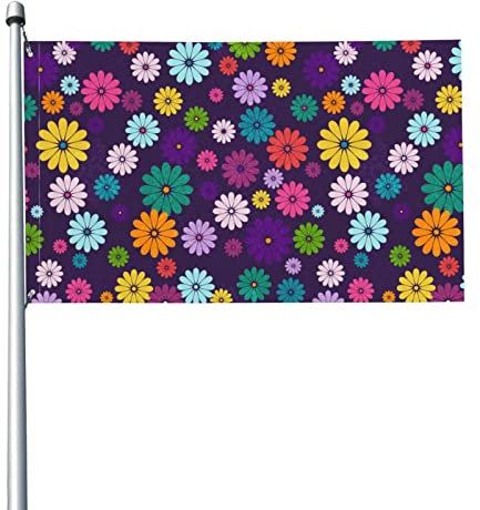 Gartenfahne Bunte Blumen Aufdruck Hausfahne Mit Fahne Dekoration Gartenhaus Banner Für Den Außenbereich 152x90cm