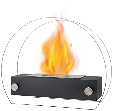 NEWIMAGE Tischfeuerstelle Feuerschale 25cm hoch Tragbarer Tischkamin Sauber brennender Bio-Ethanol-Kamin ohne Abzug für Partys im Innen- und Außenbereich(Schwarz)