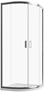 Box Doccia Semicircolare Mod. Java 90x90cm Apertura Scorrevole Vetro Temperato 6mm Trasparente Profili in Alluminio Cromato Flat Design 16 Carrelli Scorrevoli Maniglia in ABS Cromato
