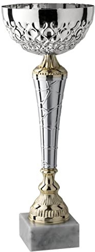 Hole Gadget Premiazioni Personalizzate Coppe e Trofei Sportive per Calcio, Fantacalcio Eventi Personalizzati con Targhetta Inclusa Varie Misure e Tris (38 cm, Argento)