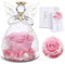 Regali per la Mamma per la Festa Della Mamma, Rosa Eterna con Angelo di Vetro, Rosa Stabilizzata Vera Regalo Mamma Compleanno, Statuette Angeli in Vetro con Fiori Eterni, Angeli Custodi per Lei