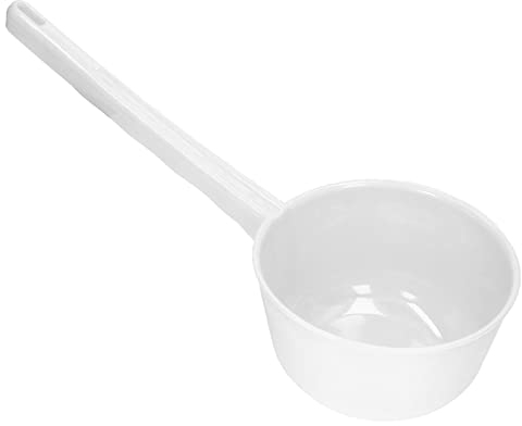Cuchara de Agua, Mango Largo de Plástico Cazo de Agua de Gran Calibre Multifunción Engrosada para Jardín (Blanco)