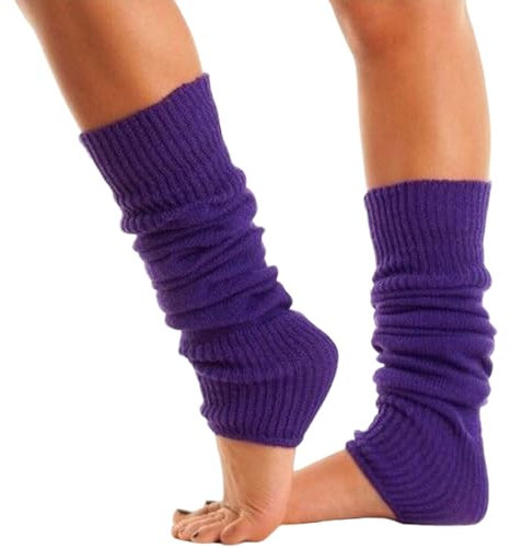 Lizzy Leg Warmers Rainbow Florescent Stripe | 80s Neon Teen Womens Adult Girl Fancy Dress Accessories Dance ware Hen Party Tutu Accessory | One Size (Purple)