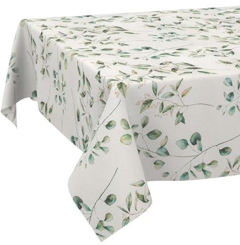 Stoff Tischdecke Tischwäsche Textil Tischtuch Baumwolle Polyester Gewebe abwaschbar pflegeleicht, in rund oval eckig Botanika 120x140cm Schnittkante