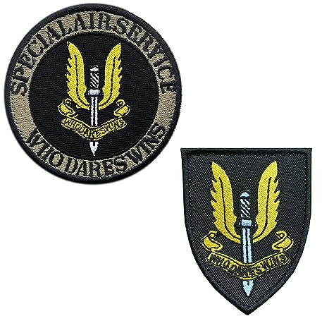 Zcketo 2 PCS UK Great British Union Jack Army SAS Special Air Service Hook and Loop Embroidered Patches Tactical Military Army Air Force Morale Badge Armband Airsoft Emblem Patches