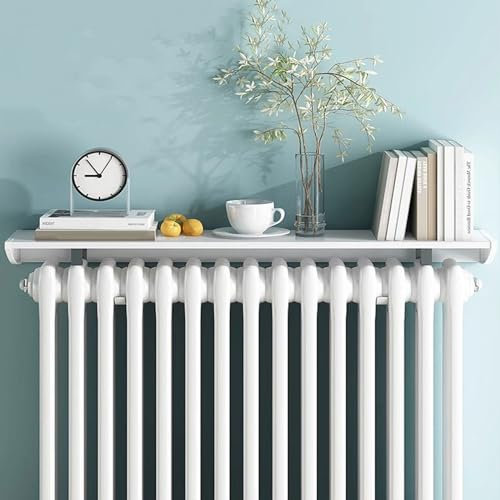 AHDFY 35-170cm Etagere radiateur,Support Tablette radiateur Fonte,Etagere sans percer,Waterproof and Anti-Rust,Convient pour la Cuisine, la Chambre, Le Salon(Blanc),100cm