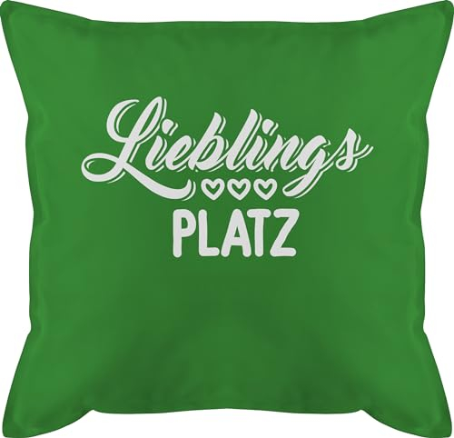 Shirtracer Kissen 50x50 - Statement mit Sprüchen - Lieblingsplatz - weiß - 50 x 50 cm - Grün - kissenlieblingsplatz Kissenbezug Spruch sprüche Mein bezug lieblingsplatz+Kissen und fuellung spruechen