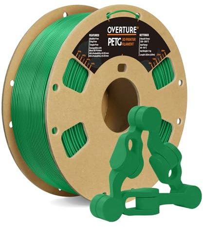 OVERTURE PETG Filament Aufgerüstet 1,75 mm, 1kg (2,2 lbs) Spule, 3D-Druck-Filament, Maßgenauigkeit +/- 0.02 mm (Grün)
