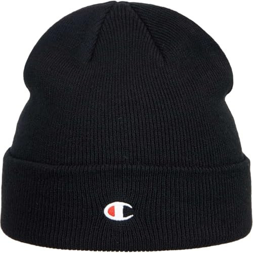 Champion Unisex Lifestyle Caps (806065) -Recycled Acrylic Knitted Yarn Embroiedered C-Logo Beanie-Mütze, Schwarz (KK001), One Size