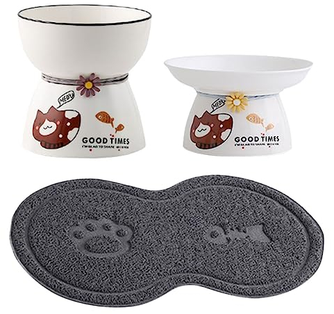 Toddmomy 1juego Tazón Elevado para Gatos De Comedero Antivómito Diseño Moderno y Estable para Alimentación y Agua De Base Antideslizante Protección para Cuello De Tu Mascota