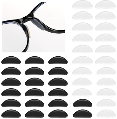 Brillen Nasenpads aus Silikon 20 Paar rutschfeste Nasenpads mit klebriger Rückseite für Brillen weiche Nasengriffe für Brillen und Sonnenbrillen (Schwarz und Transparent/1 mm)