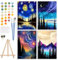 4 Pack Paint by Number Kits for Adults with Framed Canvas&Wooden Easel, DIY Adult Painting by Number Kit Oil Acrylic, Moon Starry Sky Painting Kit for Beginners, Arts and Crafts for Decor 8x12in