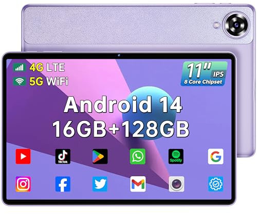 OUKITEL OT11 Tablet 11 Pollici, 16 GB RAM + 128 GB ROM (1TB TF) Tablet Android 14, 2024 Nuovo Tablet in Offerta con Octa Core, 8000 mAh, 1920P HD IPS, 5G WiFi, Widevine L1, TUV (Giallo)