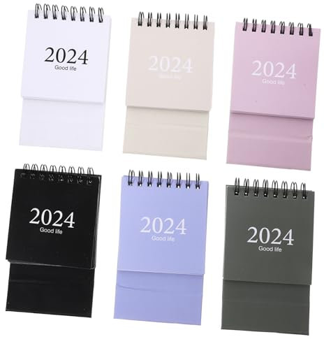 JEWEDECO 6stücke Spiralbindungskalender Tischkalender Miniaturkalender Monatskalender Terminplaner Jahresplaner für Zuhause Büro Konferenzräume Klassenzimmer mit Glattem Zufällige Farbe