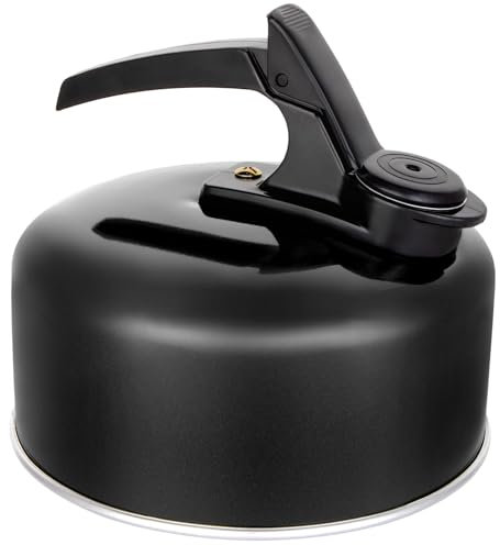 2 Litre Aluminium Black Whistling Stove Top Kettle | Camping Kettle with Handle | Lightweight Whistling Kettle