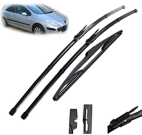 YDYBDA Juego De Escobillas Limpiaparabrisas Delanteras Y Traseras De 28 + 26 + 14 , Cepillos De Lluvia para Ventana De Parabrisas De Coche para P&eugeot 307 2005-2007 Duradero