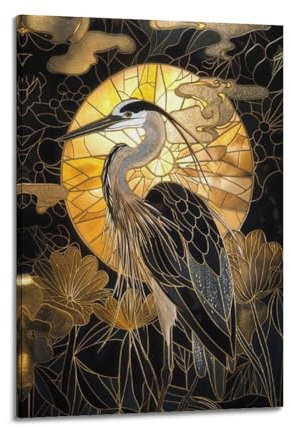 KIUYGPPJ Kintsugi Reiher-Kunst-Poster, dekoratives Gemälde, Leinwand, Wandposter und Kunstdruck, moderne Familienschlafzimmer-Dekoration, Poster, 20 x 30 cm